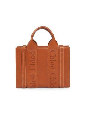 Authentic Chloe Small Woody Tote in Caramel Top Handle Crossbody